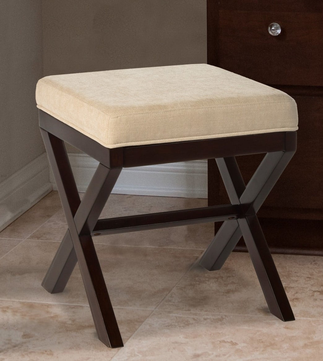 Hilale Furniture Morgan Espresso, Upholstered Vanity Bench