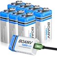 thumbnail image 1 of AIR-8PCS 1300mAh 9V Rechargeable Batteries, 9V Rechargeable USB Lithium Long Lasting Battery, with 2 in 1 Charging Cable, for Smoke Detectors, Alarms, Keypad, Microphone, 1 of 4