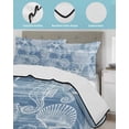thumbnail image 4 of Quilts Twin Size Bedding Set, Blue Coastal Lightweight Quilted Comforter, Nautical Coral Starfish Shell Seahorse Ocean Soft Reversible Bedspread Coverlet with Pillow Covers for All Season, 68" x 86", 4 of 7