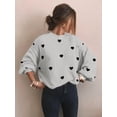 thumbnail image 6 of Women'S Oversized Heart Sweater Long Sleeve Crewneck Drop Shoulder Cute Knit Tops Jumper Gray S, 6 of 8