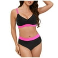 thumbnail image 3 of Gubotare Women's High Cut Bikini Set 2 Piece Sporty Swimsuit Color Block Bathing Suit with Trim S-XXL,Black S, 3 of 9