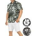 thumbnail image 2 of HAPPY BAY Men's Hawaiian Shirts Short Sleeve Button Down Shirt Mens Casual Shirts Vacation Tropical Beach Summer Party Shirts for Men Funny 3XL Floral, Black, 2 of 5