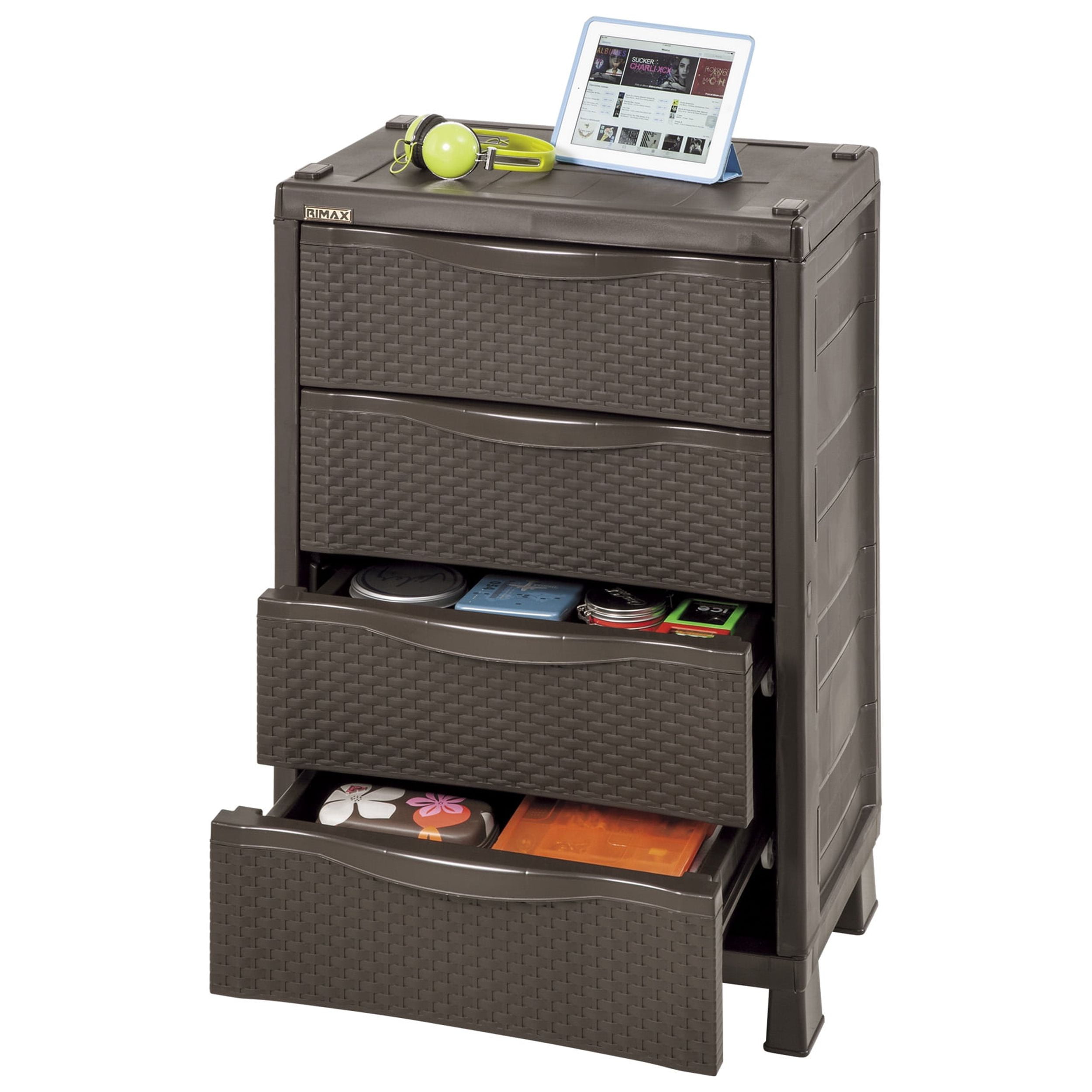 Rimax Traditional Resin 4 Drawer Rattan look Storage Cabinet
