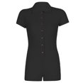 thumbnail image 2 of TheFound Women Solid Color Romper Slim Fit Short Sleeve Lapel Neck Jumpsuit, 2 of 5