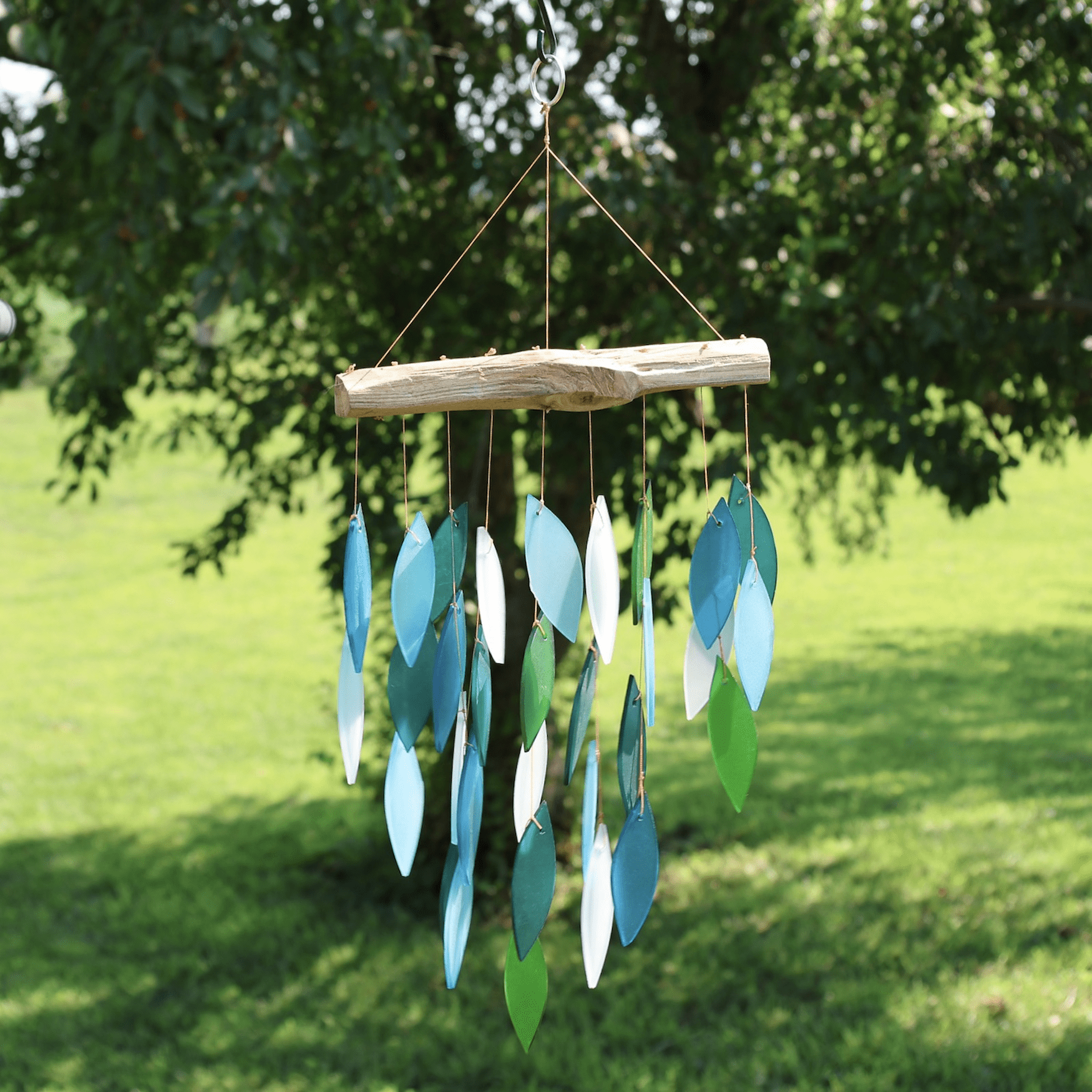 Blue Handworks Glass Wind Chime Ocean Waterfall Suncatcher Outdoor Decor