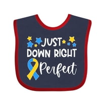 Inktastic Just Down Right Perfect Down Syndrome Awareness Ribbon Boys or Girls Baby Bib