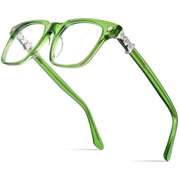 HEPIDEM Acetate Glasses Frame Men Square Eyeglasses Optical Spectacles ( 9395 Green )