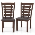 thumbnail image 1 of Costway Wooden Dining Chairs Set of 2 with Upholstered Seat & Rubber High Back Brown, 1 of 8