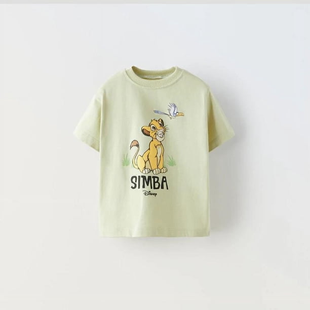 Camiseta de cuello redondo con estampado de dibujos animados de Disney para niños y niñas, ropa de moda para exteriores, Tops de manga corta con estampado lindo, novedad de verano