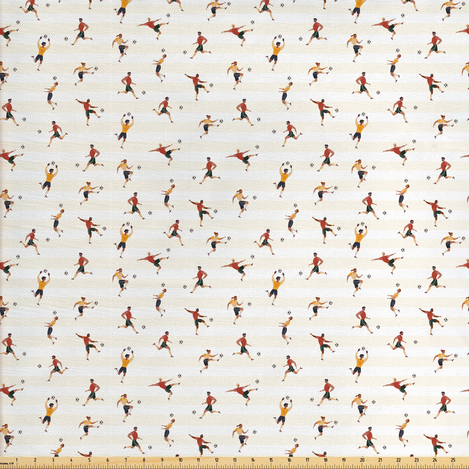 Sports Fabric by The Yard, Men Playing Soccer Football Athletic Poses