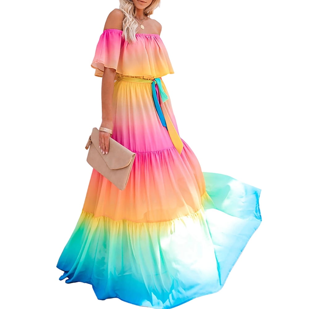 rainbow ruffle dress