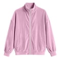 thumbnail image 3 of Xdegoge Womens Velour Track Jackets Long Sleeve Full Zip Up Stand Collar Coats with Pockets Casual Fall Winter Athletic Outerwear, 3 of 8