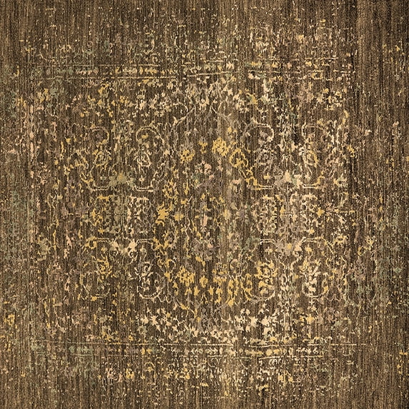 Ahgly Company Indoor Square Oriental Brown Industrial Area Rugs, 7' Square