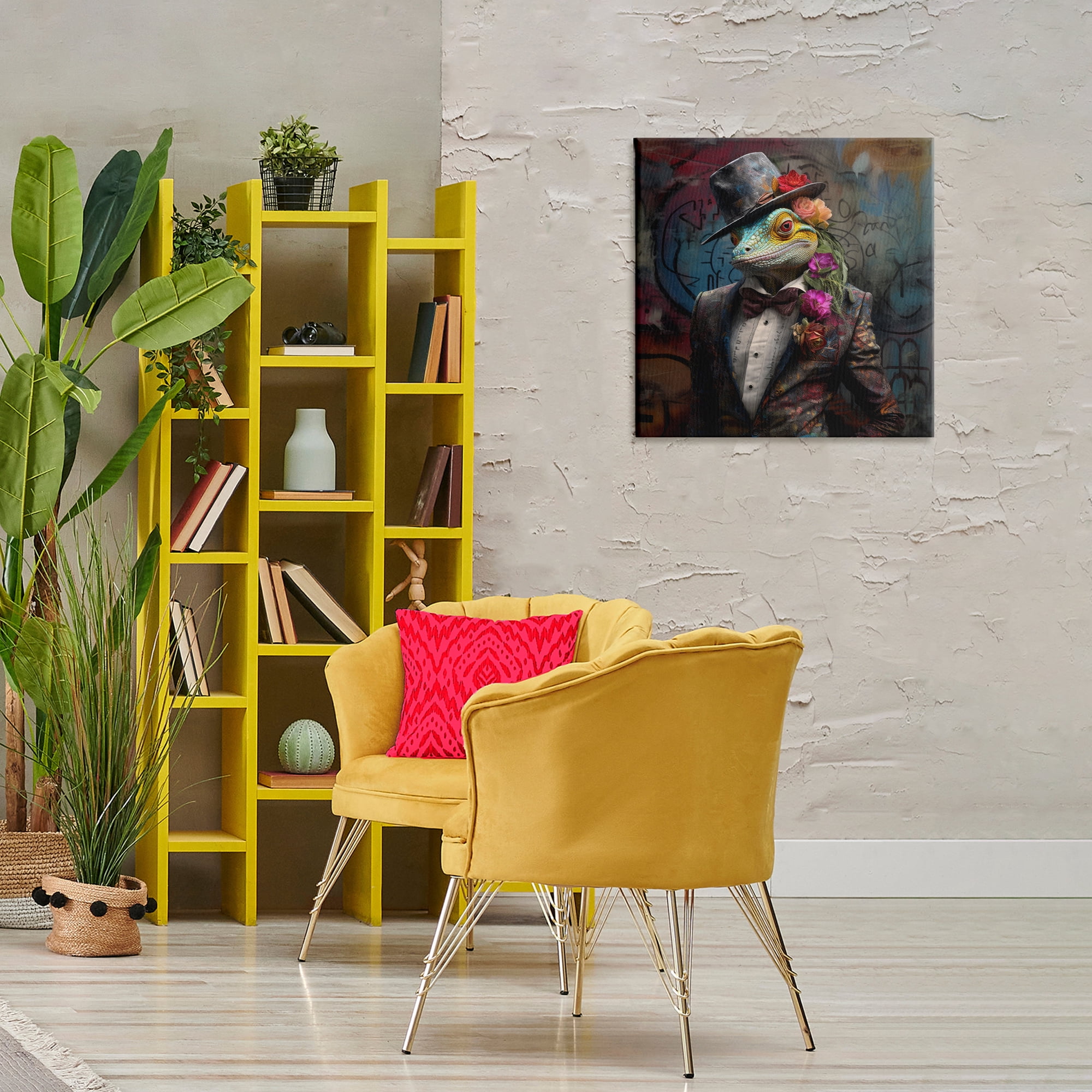 Stupell Industries Urban Graffiti Lizard Animals & Insects Painting Gallery Wrapped Canvas Art Print Wall Art, 24 x 24