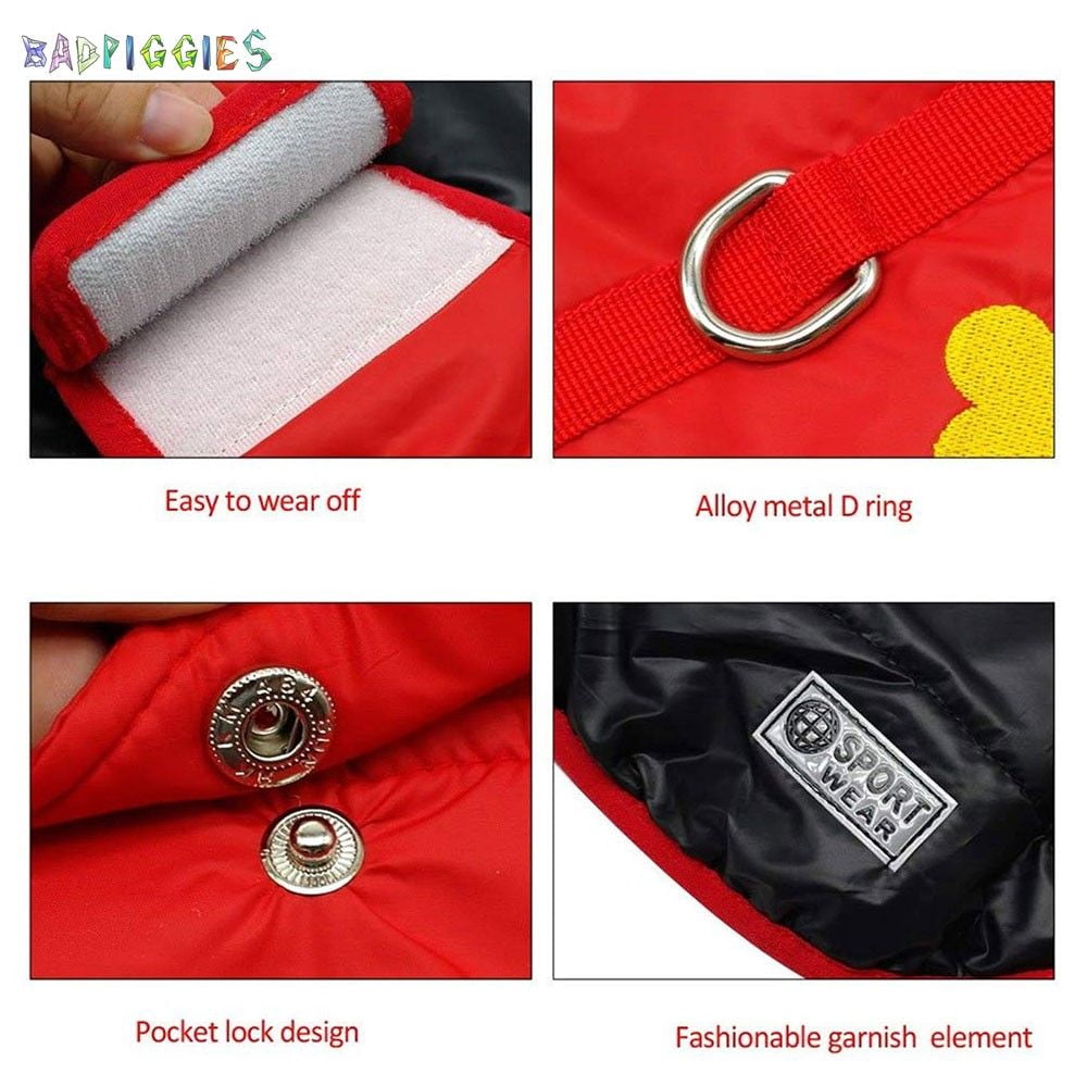 BadPiggies Double Sides Dog Vest Coat Winter Waterproof Pet Jacket for Small Medium Large Dogs (XL, Red)