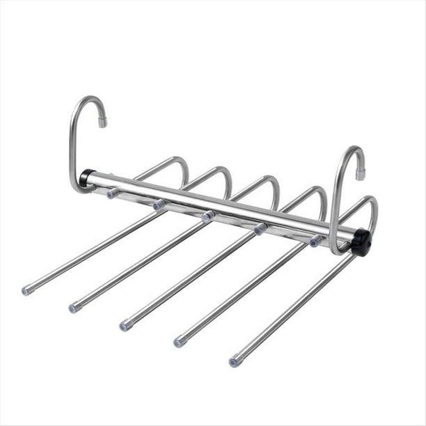 Perchas Plegables para Pantalones de 5 , Organizador de Perchero para Ropa Que Ahorra Espacio de Acero Inoxidable para Guardarropa, Pantalones Vaqueros, Bufandas