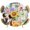 Khaki, variant on Elastic Fitted Round Tablecloth, Spring Dog Waterproof Stretch Table Cover for 45"-54" Tables, Retro Watercolor Botanical Floral Sunflower Washable Outdoor Tablecloths for Patio, Picnic, Camping