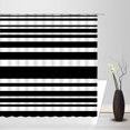 thumbnail image 2 of White Black Shower Curtain Modern Abstract Geometric Stripes Lines Classic Farmhouse Creative Fashion Fabric Bathroom Decor Curtain with Hooks, 2 of 3