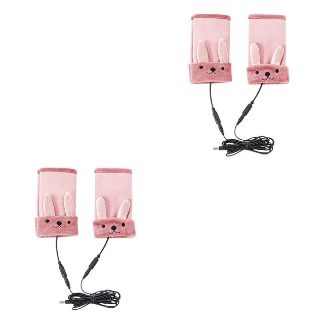 Moyic 1 par de guantes calefactables sin dedos para ciclismo, senderismo, mitones de punto cálidos, recargables, para interiores y Rosa 2Conjunto