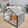 thumbnail image 2 of Leaves Pet House, Autumn Season in the Woods Themed Monochrome Pattern Deciduous Trees Maple Oak, Outdoor & Indoor Portable Dog Kennel with Pillow and Cover, 5 Sizes, Black White, by Ambesonne, 2 of 4