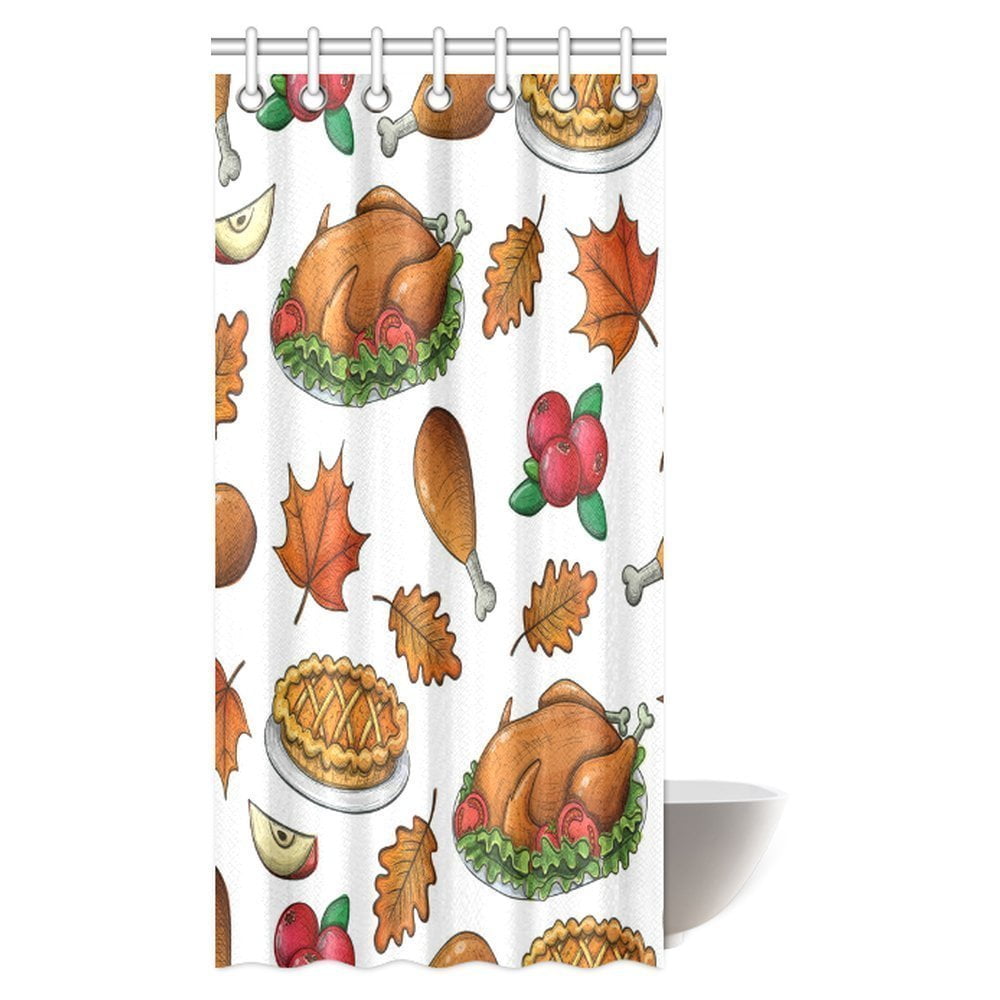 Pop Thanksgiving Decor Shower Curtain Thanksgiving Turkey And