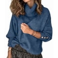 thumbnail image 3 of Women'S Oversized Chunky Pullover Sweaters Cowl Neck Long Sleeve Winter Slouchy Loose Knit Sweaters Blue 4XL, 3 of 8