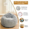 thumbnail image 3 of XeGe Fluffy Stuffed Animal Storage Bean Bag Cover(No Filler), Faux Fur Washable Ultra Soft Bean Bag Cover for Plush Toys or Textile,Plush Shaggy Large Beanbag for Adults Kids Teens, Light Grey, 3 of 6