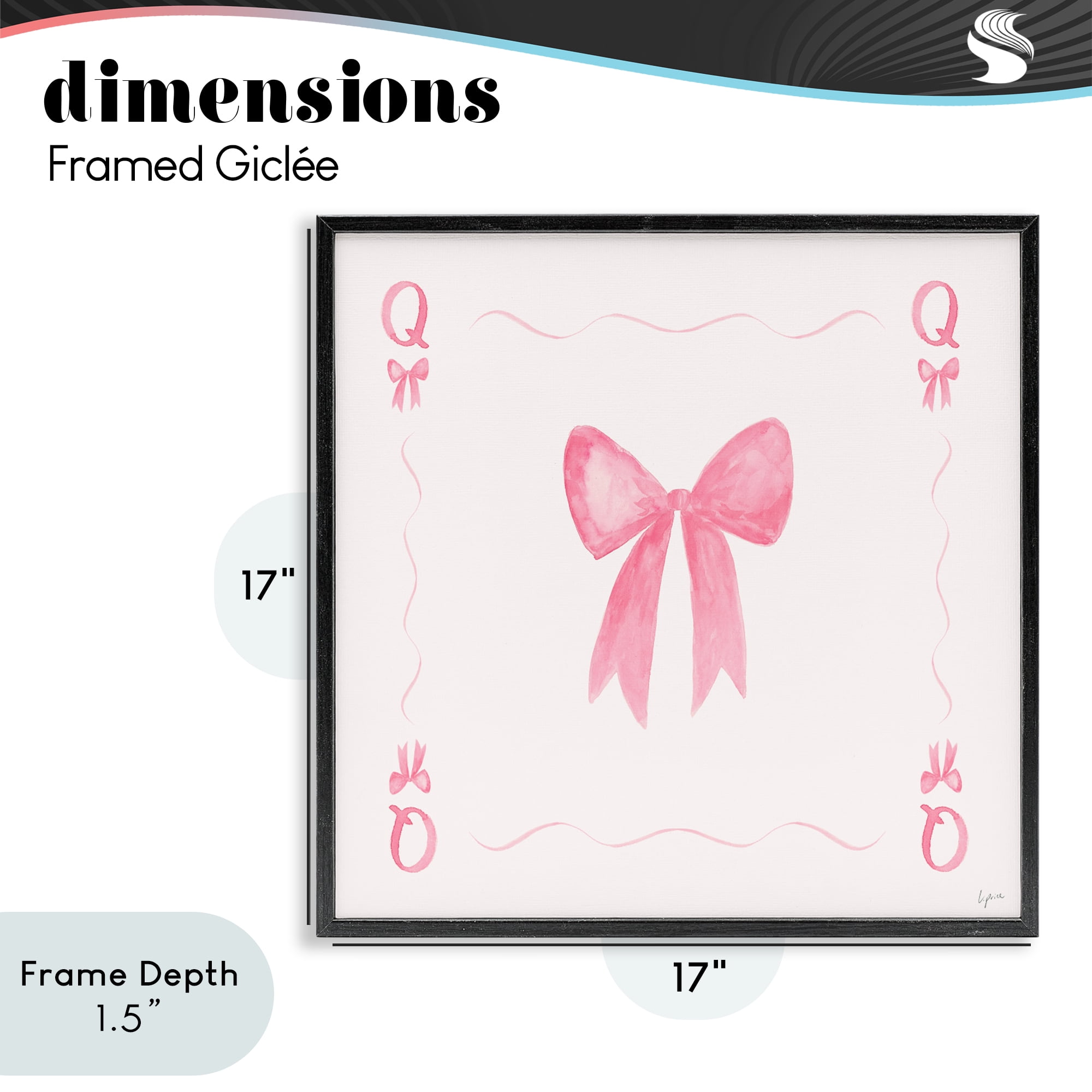 Stupell Industries Queen of Ribbons Card Black Framed Giclee Art, design by Lucille Price