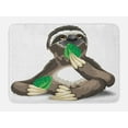 thumbnail image 1 of Sloth Bath Mat, Sluggish Wild Jungle Animal Eating Green Leaves Idle Indolent Fun Character, Non-Slip Plush Mat Bathroom Kitchen Laundry Room Decor, 29.5 X 17.5 Inches, Umber Ivory Green, Ambesonne, 1 of 2
