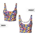 thumbnail image 5 of Picia The Garden Tricolor Pansy Flower Sports Bra for Women,Padded Strappy Sports Bras Medium Support Yoga Bra with Removable Cups,Running Yoga Bra-XX-Large, 5 of 9