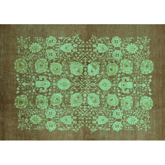 Ahgly Company Indoor Rectangle Oriental Turquoise Blue Industrial Area Rugs, 4' x 6'