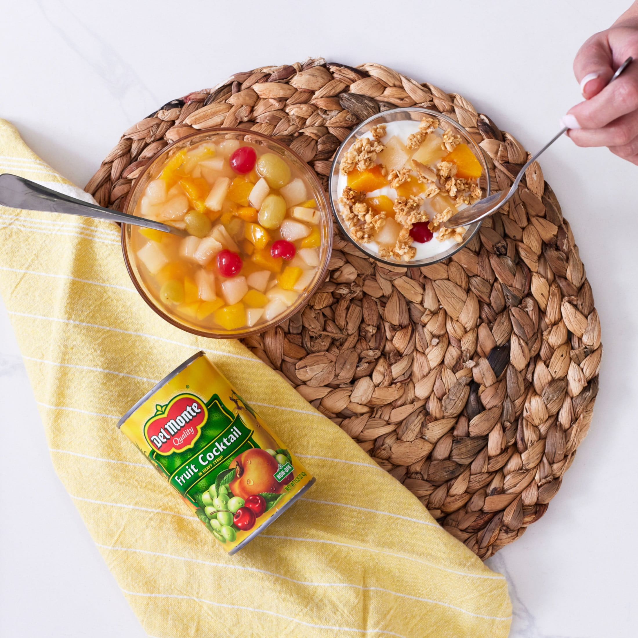 (12 pack) Del Monte Fruit Cocktail in Heavy Syrup, Canned Fruit, 15.25 oz Can