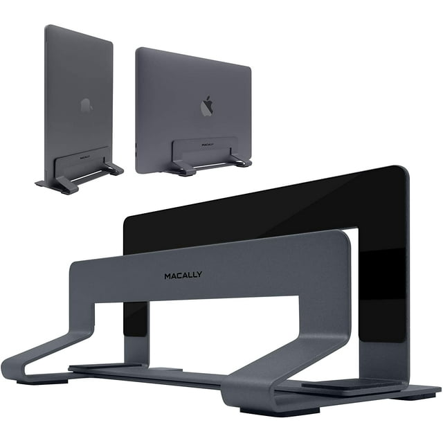 Vertical Laptop Stand for Desk - Adjustable Laptop Holder for Universal Compatibility - Saves Space & Improves Device Airflow - Use as MacBook Stand or Laptop Dock - Weighted Steel Frame