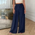 thumbnail image 2 of Inleife Women's Wide Leg Trousers Fashion Ladies Solid Elastic Waist Loose Fitting Long Pants with Pocket, 2 of 6