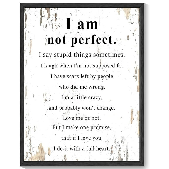 Inspirational 11x14in Black Framed Wall Art Motivational I Am No Perfect Quote Sayings Office Home Decor Canvas Prints Encouraging Positive Posters Painting