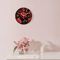 thumbnail image 3 of 10 Inch Wall Clock Battery Operated Silent Clock Decorative for Office, Kitchen, Outdoor, Living Room，Beautiful Red Rose Flowers on Black Background Print, 3 of 4