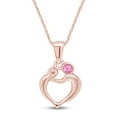 thumbnail image 3 of AFFY Round Simulated Tourmaline Mom Love Heart Pendant Necklace 14K Rose Gold over Silver, 3 of 5