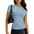 thumbnail image 3 of Mujeres Moda Salvaje Camisetas Color Sólido Cuello Redondo Manga Larga Camisas Primavera Otoño Slim Fit Streetwear Nituyy Color Sólido Cuello Redondo Manga Larga Bottoming Camisetas, 3 of 5