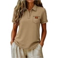 thumbnail image 3 of ZUBKTE Women's Short Sleeve V-Neck Business Casual Work Collared Tops S-2XL, 3 of 7