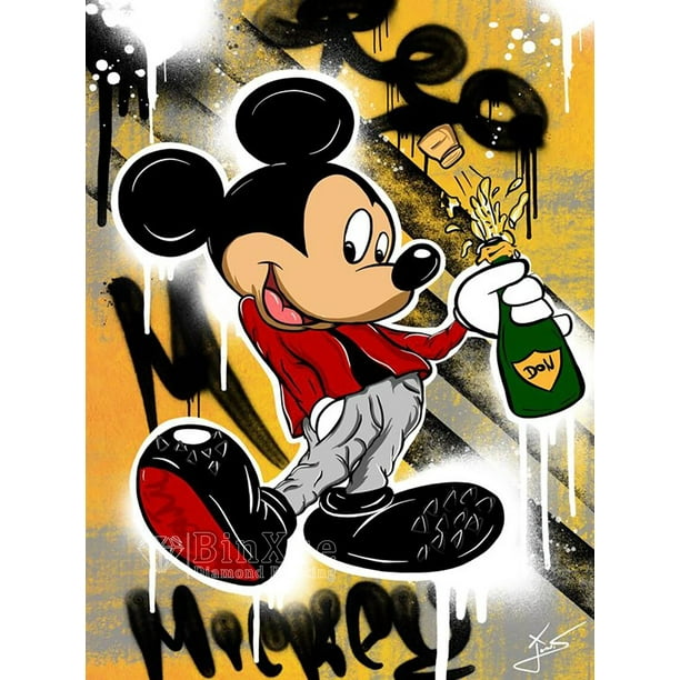 Kit de pintura de diamantes de polvo de Disney, grafiti colorido, Mickey, Hada, dibujos animados, imagen de moda, punto de cruz, hecho a mano, arte de diamantes de imitación DIY