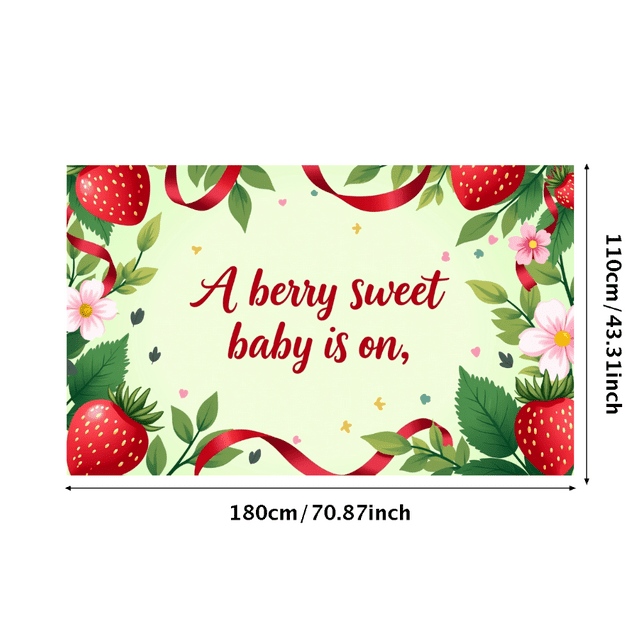 Strawberry Themed Baby Shower Decoration Backdrop Floral Background Decorative Banner Party Event Sign Photography Prop Greenery Celebration Decor