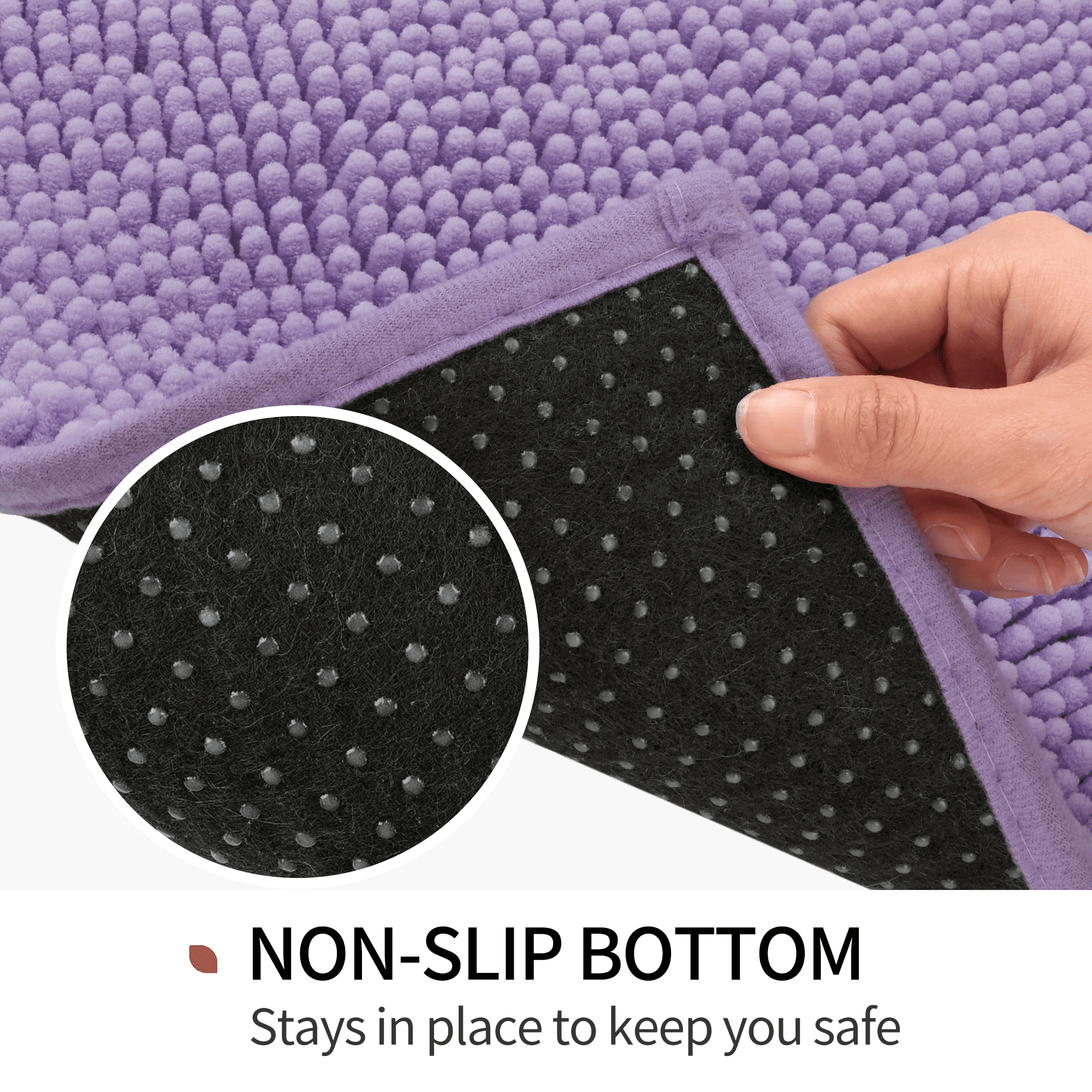 Evlmd Bathroom Rugs, Extra Soft Absorbent Shaggy Chenille Bath Rugs, Non-Slip Dark Purple Bath Mats for Bathroom Floor Tub and Shower, Home Decor Accessories, 24" X 59"