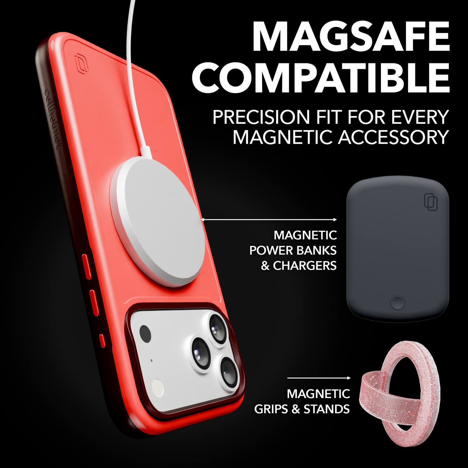 cellhelmet Fortitude Series MagSafe Compatible Hard Shell Back Cover Cell Phone Case for Apple iPhone 17 , Chili Pepper