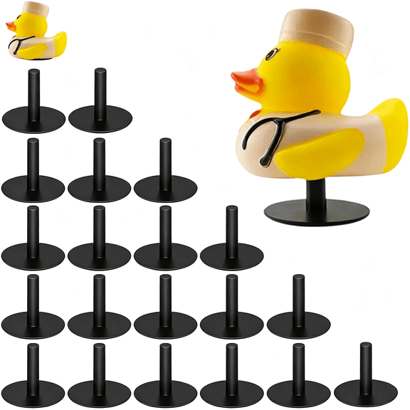 XIBUFE 20Pcs Duck Holder for Dash,Rubber Ducks Plugs for Dashboard Plastic Duck Mounts,Black (Excluding Practical Accessories Rubber Ducks)