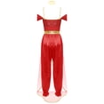 thumbnail image 3 of Eandarui Women's Arabian Princess Outfits Belly Dance Jumpsuit Off Shoulder Bodysuit with Choker Red S, 3 of 7