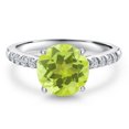 thumbnail image 3 of Gem Stone King 10K White Gold Yellow Lemon Quartz and Lab Grown Diamond Engagement Ring for Women | 2.80 Cttw | Round 9MM | Gemstone Birthstone | Size 6, 3 of 6