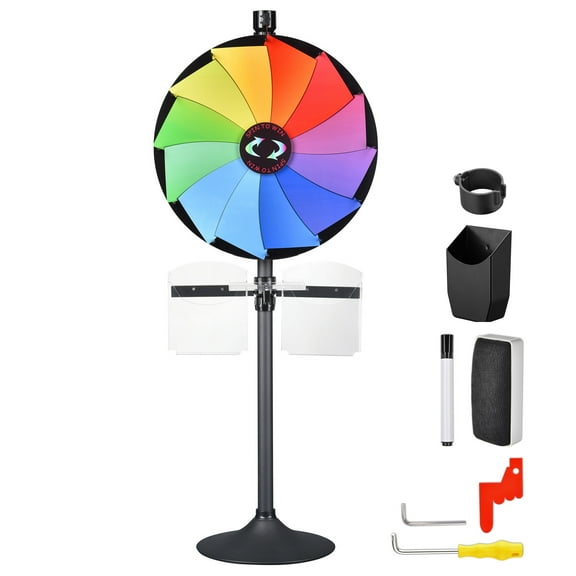 WinSpin 24" Prize Wheel Tabletop Floor Stand Spinning Game w/ Brochure Holders