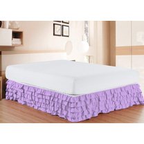 D.N.G. BEDDINGS 1 Piece Multi Ruffle Bed Skirt, 12 Inch Deep Pocket, 800 Thread Cotton 100% Egyptian Cotton, Twin XL Size (39" x 80") Inch, Solid Lilac
