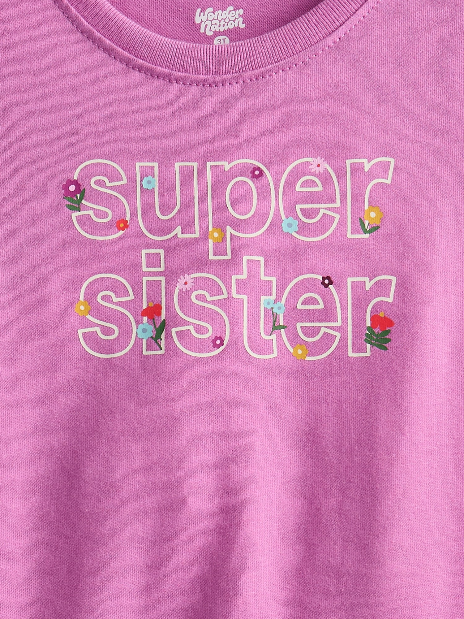 Wonder Nation Toddler Girls Graphic Tee with Short Puff Sleeves, Sizes 18M-5T