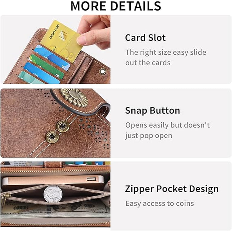 GMDISC Women's Leather Wallet, Large Capacity with RFID Blocking photo 3